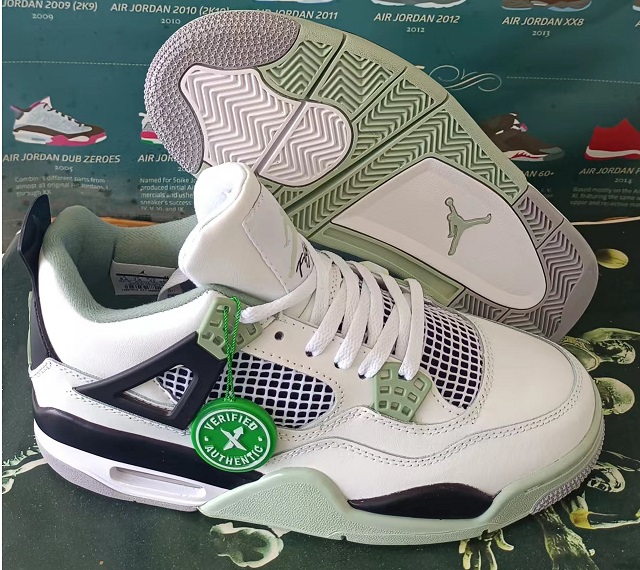 Women Air Jordan 4 Cement Seafoam - Click Image to Close